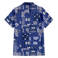 Blue Samoa Manuia Le Kerisimasi Family Matching Short Sleeve Bodycon Dress and Hawaiian Shirt Pacific Patchwork Xmas Vibes - Polynesian Pride