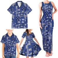 Blue Samoa Manuia Le Kerisimasi Family Matching Tank Maxi Dress and Hawaiian Shirt Pacific Patchwork Xmas Vibes - Polynesian Pride
