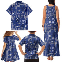 Blue Samoa Manuia Le Kerisimasi Family Matching Tank Maxi Dress and Hawaiian Shirt Pacific Patchwork Xmas Vibes - Polynesian Pride