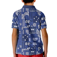 Blue Samoa Manuia Le Kerisimasi Kid Polo Shirt Pacific Patchwork Xmas Vibes LT9 - Polynesian Pride