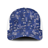 Blue Samoa Manuia Le Kerisimasi Mesh Trucker Cap Pacific Patchwork Xmas Vibes LT9 One Size White Blue - Polynesian Pride