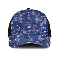 Blue Samoa Manuia Le Kerisimasi Mesh Trucker Cap Pacific Patchwork Xmas Vibes LT9 One Size Black Blue - Polynesian Pride