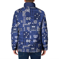 Blue Samoa Manuia Le Kerisimasi Padded Jacket Pacific Patchwork Xmas Vibes LT9 - Polynesian Pride