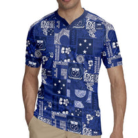 Blue Samoa Manuia Le Kerisimasi Rugby Jersey Pacific Patchwork Xmas Vibes LT9 - Polynesian Pride