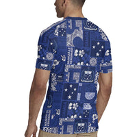 Blue Samoa Manuia Le Kerisimasi Rugby Jersey Pacific Patchwork Xmas Vibes LT9 - Polynesian Pride