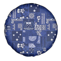 Blue Samoa Manuia Le Kerisimasi Spare Tire Cover Pacific Patchwork Xmas Vibes - Polynesian Pride