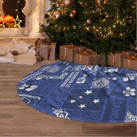 Blue Samoa Manuia Le Kerisimasi Tree Skirt Pacific Patchwork Xmas Vibes LT9 - Polynesian Pride