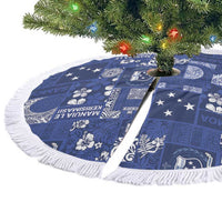 Blue Samoa Manuia Le Kerisimasi Tree Skirt Pacific Patchwork Xmas Vibes LT9 - Polynesian Pride