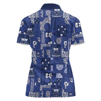Blue Samoa Manuia Le Kerisimasi Women Polo Shirt Pacific Patchwork Xmas Vibes LT9 - Polynesian Pride
