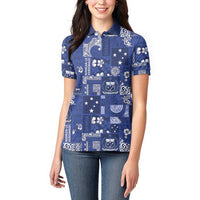 Blue Samoa Manuia Le Kerisimasi Women Polo Shirt Pacific Patchwork Xmas Vibes LT9 - Polynesian Pride