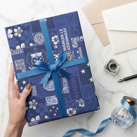 Blue Samoa Manuia Le Kerisimasi Wrapping Paper Pacific Patchwork Xmas Vibes LT9 - Polynesian Pride