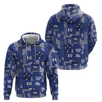 Blue Samoa Manuia Le Kerisimasi Zip Hoodie Pacific Patchwork Xmas Vibes LT9 - Polynesian Pride