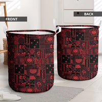 Dark Samoa Manuia Le Kerisimasi Laundry Basket Pacific Patchwork Xmas Vibes LT9 - Polynesian Pride