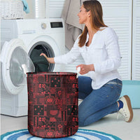 Dark Samoa Manuia Le Kerisimasi Laundry Basket Pacific Patchwork Xmas Vibes LT9 - Polynesian Pride
