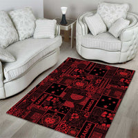 Dark Samoa Manuia Le Kerisimasi Area Rug Pacific Patchwork Xmas Vibes - Polynesian Pride