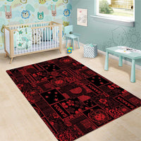 Dark Samoa Manuia Le Kerisimasi Area Rug Pacific Patchwork Xmas Vibes - Polynesian Pride