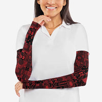 Dark Samoa Manuia Le Kerisimasi Arm Sleeves Pacific Patchwork Xmas Vibes LT9 - Polynesian Pride