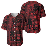 Dark Samoa Manuia Le Kerisimasi Baseball Jersey Pacific Patchwork Xmas Vibes LT9 - Polynesian Pride