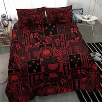 Dark Samoa Manuia Le Kerisimasi Bedding Set Pacific Patchwork Xmas Vibes - Polynesian Pride