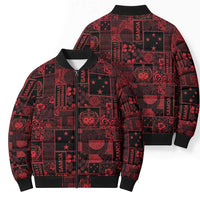Dark Samoa Manuia Le Kerisimasi Bomber Puffer Jacket Pacific Patchwork Xmas Vibes LT9 - Polynesian Pride