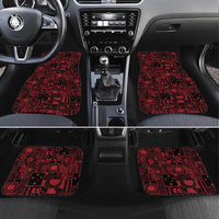 Dark Samoa Manuia Le Kerisimasi Car Mats Pacific Patchwork Xmas Vibes LT9 Set 4pcs Red - Polynesian Pride