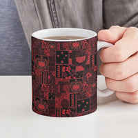 Dark Samoa Manuia Le Kerisimasi Ceramic Mug Pacific Patchwork Xmas Vibes - Polynesian Pride