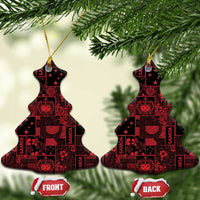 Dark Samoa Manuia Le Kerisimasi Ceramic Ornament Pacific Patchwork Xmas Vibes - Polynesian Pride