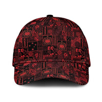 Dark Samoa Manuia Le Kerisimasi Classic Cap Pacific Patchwork Xmas Vibes LT9 Universal Fit Red - Polynesian Pride