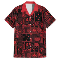 Dark Samoa Manuia Le Kerisimasi Family Matching Puletasi and Hawaiian Shirt Pacific Patchwork Xmas Vibes LT9 Dad's Shirt - Short Sleeve Red - Polynesian Pride