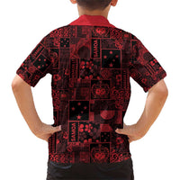 Dark Samoa Manuia Le Kerisimasi Family Matching Short Sleeve Bodycon Dress and Hawaiian Shirt Pacific Patchwork Xmas Vibes - Polynesian Pride