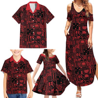 Dark Samoa Manuia Le Kerisimasi Family Matching Summer Maxi Dress and Hawaiian Shirt Pacific Patchwork Xmas Vibes LT9 - Polynesian Pride