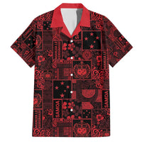 Dark Samoa Manuia Le Kerisimasi Family Matching Summer Maxi Dress and Hawaiian Shirt Pacific Patchwork Xmas Vibes LT9 Dad's Shirt - Short Sleeve Red - Polynesian Pride