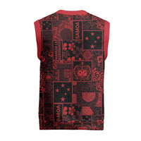 Dark Samoa Manuia Le Kerisimasi Christmas Knitted V-Neck Vest Pacific Patchwork Xmas Vibes LT9 - Polynesian Pride