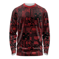 Dark Samoa Manuia Le Kerisimasi Long Sleeve Shirt Pacific Patchwork Xmas Vibes LT9 Unisex Red - Polynesian Pride