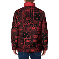 Dark Samoa Manuia Le Kerisimasi Padded Jacket Pacific Patchwork Xmas Vibes LT9 - Polynesian Pride