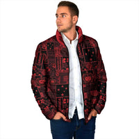 Dark Samoa Manuia Le Kerisimasi Padded Jacket Pacific Patchwork Xmas Vibes LT9 - Polynesian Pride