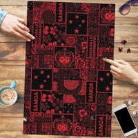 Dark Samoa Manuia Le Kerisimasi Puzzle Pacific Patchwork Xmas Vibes LT9 Red - Polynesian Pride