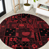 Dark Samoa Manuia Le Kerisimasi Round Carpet Pacific Patchwork Xmas Vibes - Polynesian Pride