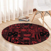 Dark Samoa Manuia Le Kerisimasi Round Carpet Pacific Patchwork Xmas Vibes - Polynesian Pride