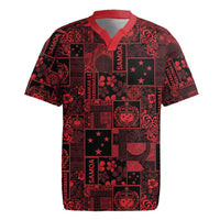 Dark Samoa Manuia Le Kerisimasi Rugby Jersey Pacific Patchwork Xmas Vibes - Polynesian Pride