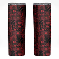 Dark Samoa Manuia Le Kerisimasi Skinny Tumbler Pacific Patchwork Xmas Vibes - Polynesian Pride