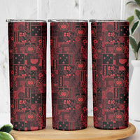 Dark Samoa Manuia Le Kerisimasi Skinny Tumbler Pacific Patchwork Xmas Vibes - Polynesian Pride