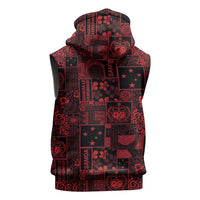 Dark Samoa Manuia Le Kerisimasi Sleeveless Hoodie Pacific Patchwork Xmas Vibes LT9 - Polynesian Pride