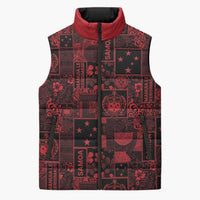 Dark Samoa Manuia Le Kerisimasi Sleeveless Puffer Jacket Pacific Patchwork Xmas Vibes LT9 Unisex Red - Polynesian Pride