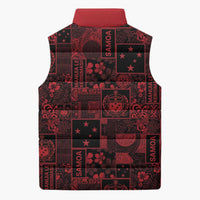 Dark Samoa Manuia Le Kerisimasi Sleeveless Puffer Jacket Pacific Patchwork Xmas Vibes LT9 - Polynesian Pride