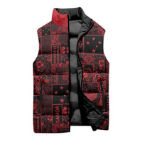 Dark Samoa Manuia Le Kerisimasi Sleeveless Puffer Jacket Pacific Patchwork Xmas Vibes LT9 - Polynesian Pride