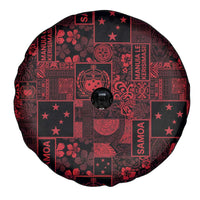 Dark Samoa Manuia Le Kerisimasi Spare Tire Cover Pacific Patchwork Xmas Vibes - Polynesian Pride