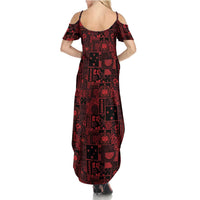 Dark Samoa Manuia Le Kerisimasi Summer Maxi Dress Pacific Patchwork Xmas Vibes LT9 - Polynesian Pride
