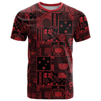 Dark Samoa Manuia Le Kerisimasi T Shirt Pacific Patchwork Xmas Vibes LT9 Red - Polynesian Pride