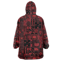 Dark Samoa Manuia Le Kerisimasi Wearable Blanket Hoodie Pacific Patchwork Xmas Vibes LT9 - Polynesian Pride